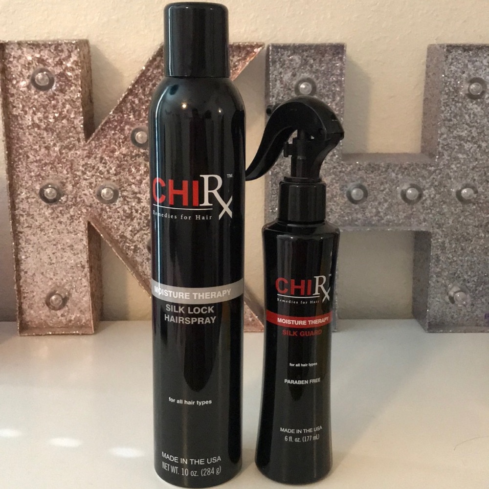 Chi Rx set Silk Lock hairspray and Silk Guard
